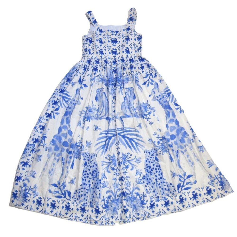 NWT Tuckernuck x LouLou Baker Painted Safari Vita in Blue White Cotton Dress S - Picture 7 of 9